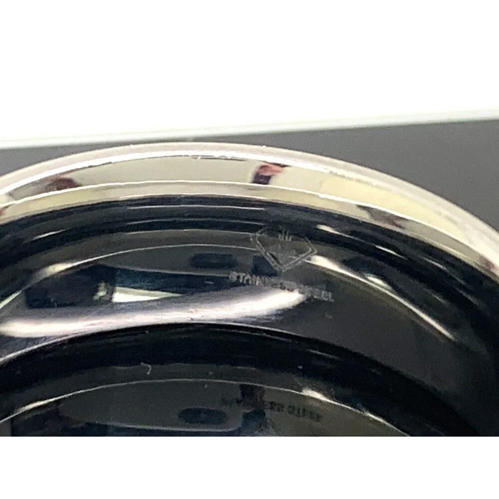 Men's Wedding Band Two Tone Steel 0.03ctw Diamond 8mm Wide Ring Size 10.75
